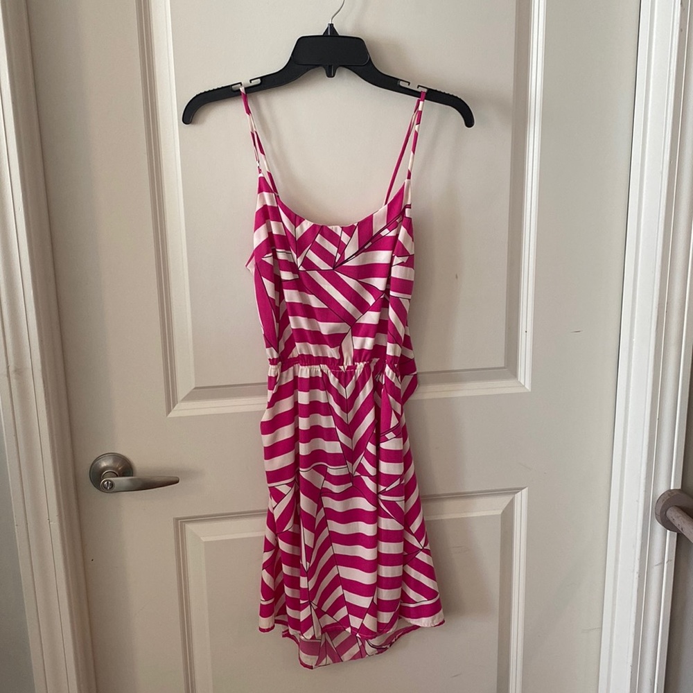 Pink and White Striped A-Line Dress